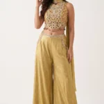 Olive Green Shimmer Crepe Palazzo Set