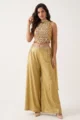 Olive Green Shimmer Crepe Palazzo Set