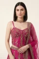 Rani Pink Silk Embroidered Lehenga Set: 3 Piece Set - Image 2