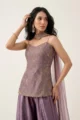 Purple Embroidered Silk Sharara Set