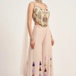 White Georgette Embroidered Palazzo Set
