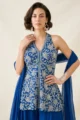 Blue Embellished Peplum Palazzo Set