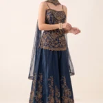 Blue Embroidered Silk Sharara Set