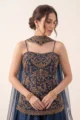 Blue Embroidered Silk Sharara Set