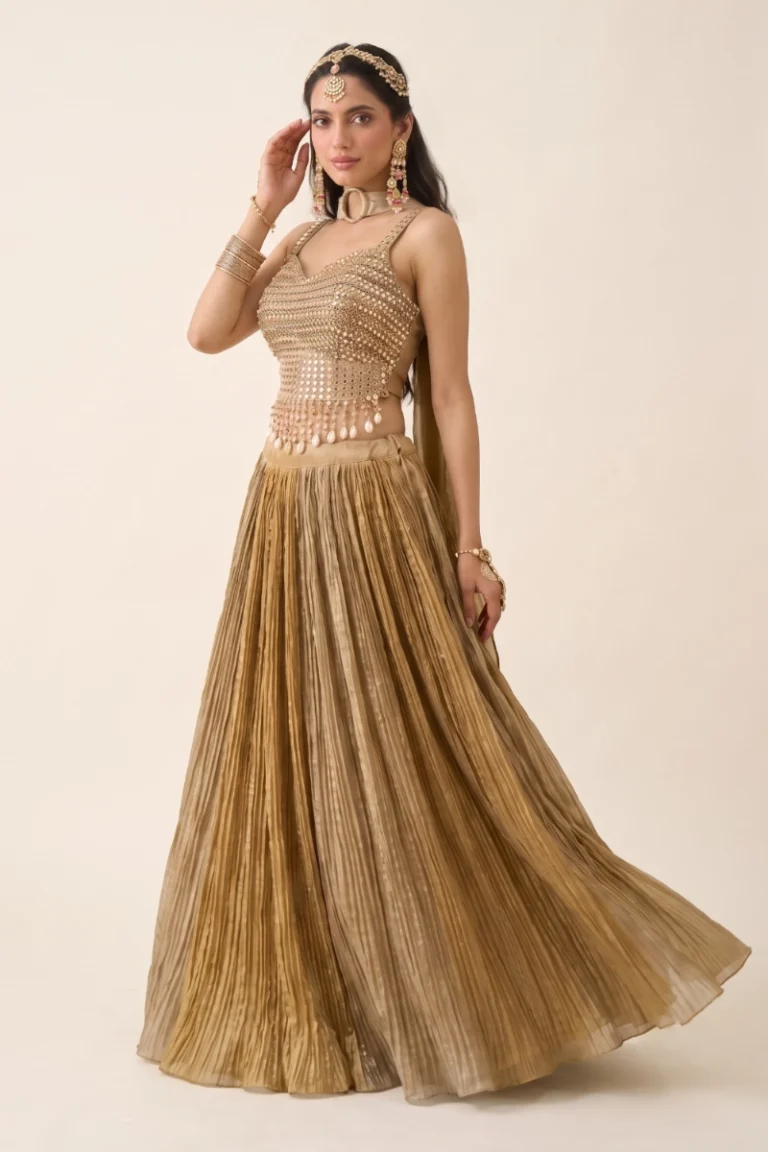Gold Embellished Shimmer Lehenga Set