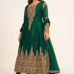 Green Crepe Embellished Anarkali Suit Set