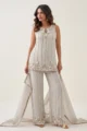 Grey Shimmer Tissue Embellished Palazzo Set