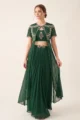 Luxurious Green Crape Georgette Embellished Drape Dhoti with Skirt Set 1 Premium 3 Piece Outfit