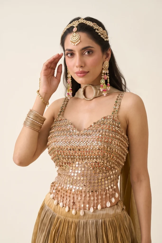 Gold Embellished Shimmer Lehenga Set