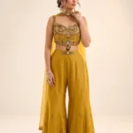 Exquisite Yellow Shimmer Choli Palazzo Set 1 Premium 3 Piece Outfit