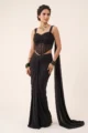 Exquisite Black Lycra Embellished Drape Skirt Set 1 Premium 2 Piece Outfit