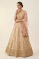 Magnificent Beige Silk Embroidered Lehenga Choli Set 1 Luxurious 3 Piece Outfit
