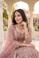 Exquisite Dusty Rose Net Embellished Crop Top Lehenga Set: 1 Premium 3-Piece Outfit - Image 2