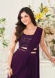 Wine Georgette Embroidered Drape Saree Set: 2-Piece Outfit - Image 2